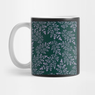 Hedgerow ferns in lilac on dark green Mug